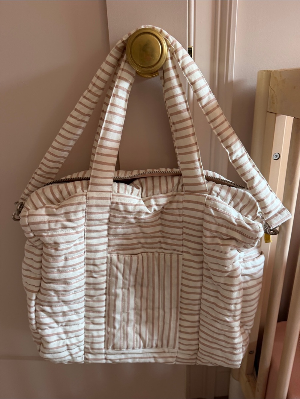 Pehr Weekender Diaper Bag - Pink Stripes